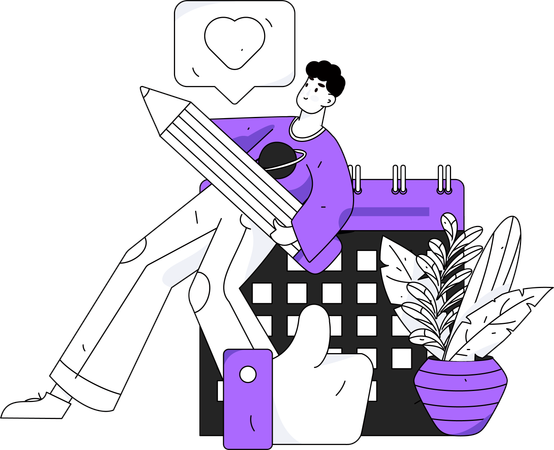 Man making feedback schedule  Illustration