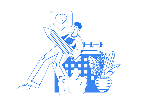 Man making feedback schedule  Illustration