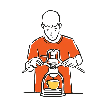 Man making filter coffee  Illustration