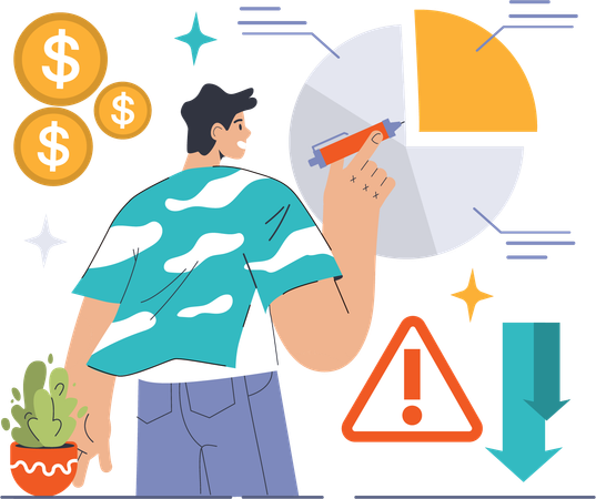 Man making financial analysis report  Illustration