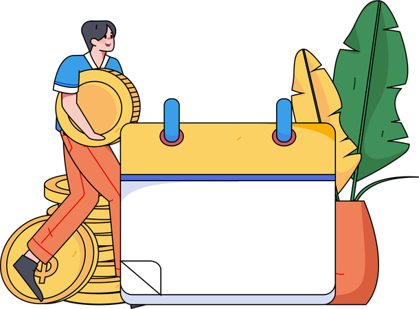 Man making financial calendar  Illustration