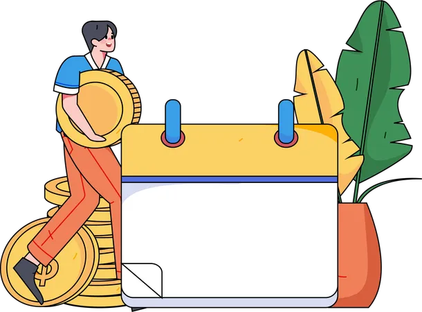 Man making financial calendar  Illustration