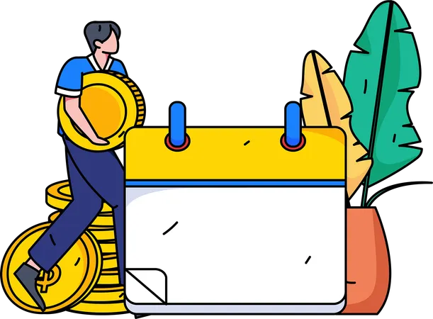 Man making financial calendar  Illustration