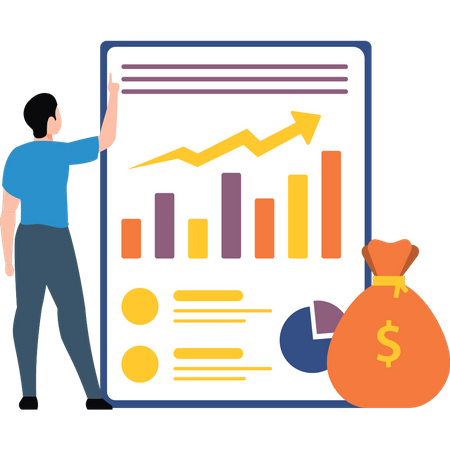 Man making financial growth report  Illustration