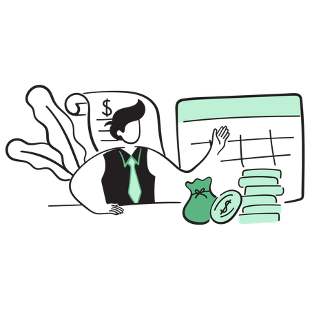 Man making financial planning  Illustration