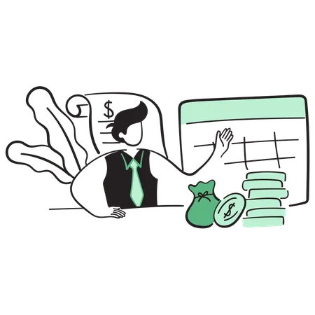 Man making financial planning  Illustration