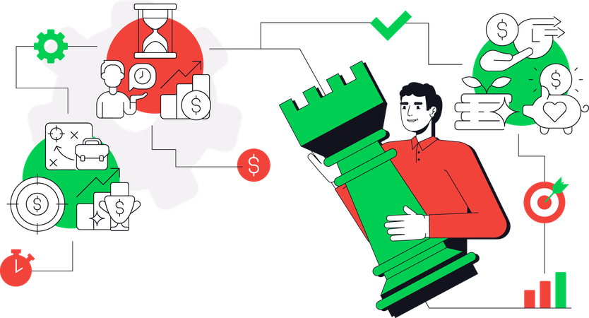 Man making Financial planning with strategy  Illustration