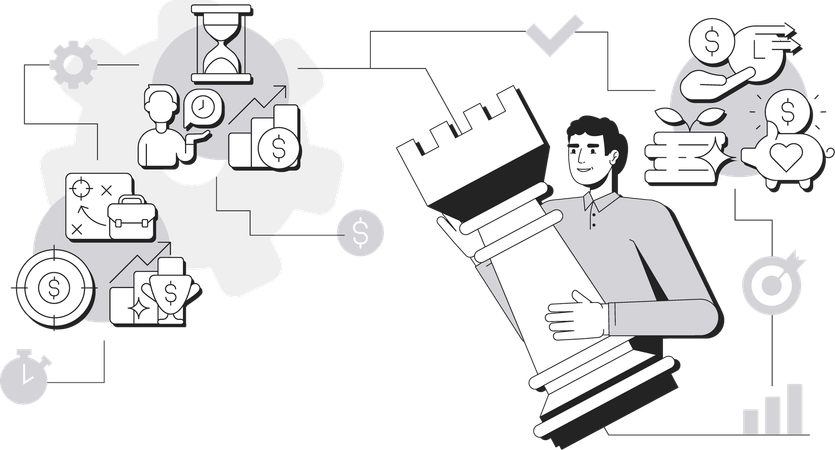 Man making Financial planning with strategy  Illustration
