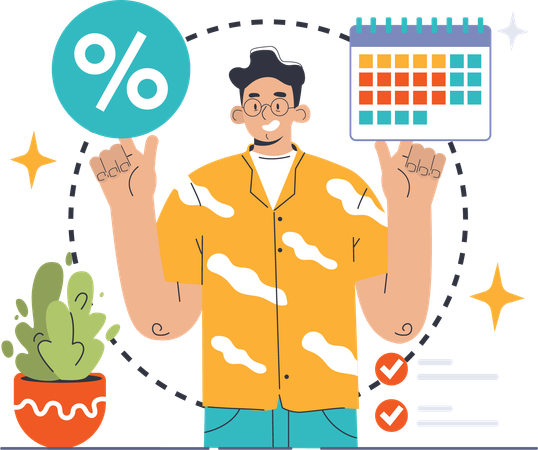 Man making financial schedule  Illustration