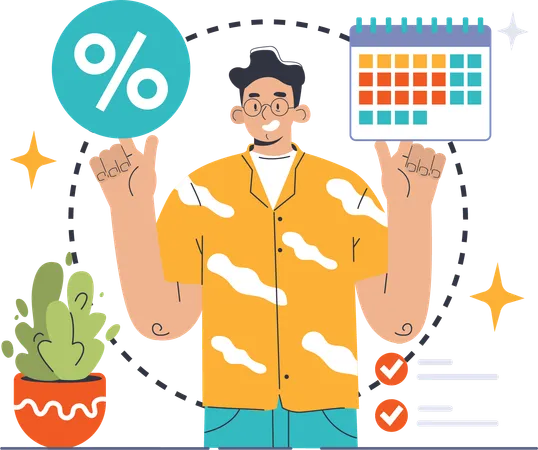 Man making financial schedule  Illustration