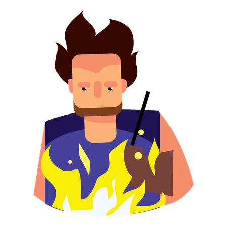 Man Making Fire  Illustration