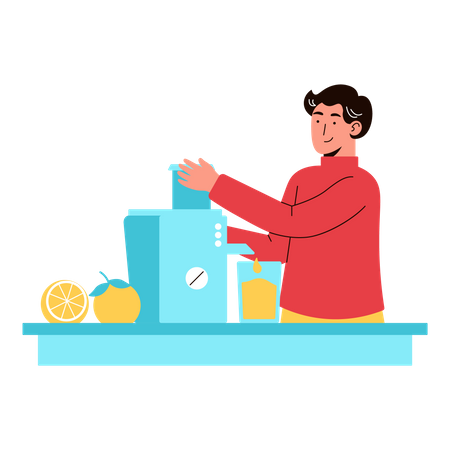 Man Making Fresh Juice  Illustration