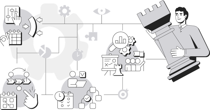 Man making Future planning with business strategy  Illustration
