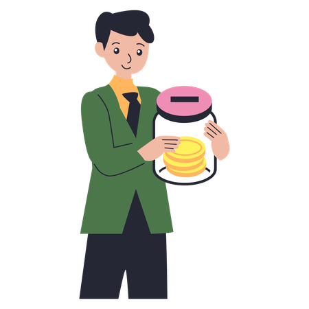 Man making Future Savings  Illustration