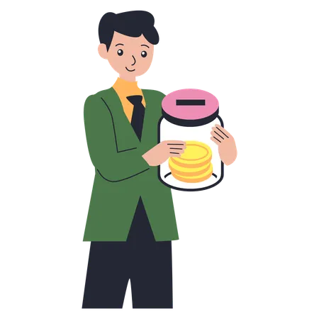 Man making Future Savings  Illustration