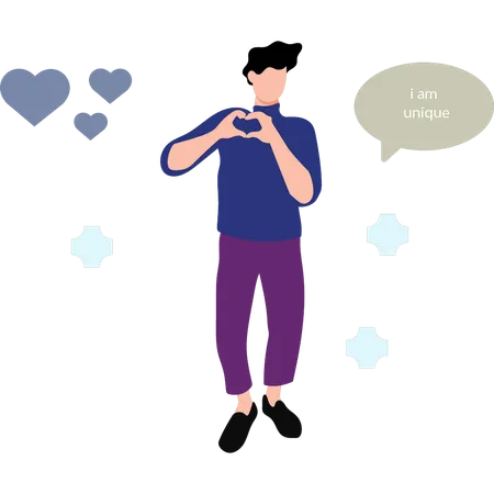 Man Making Heart With His Hands  Illustration