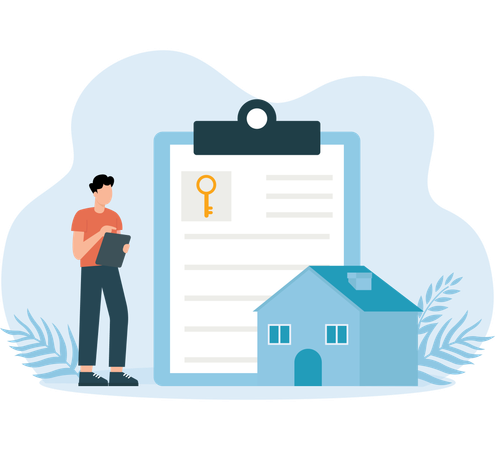 Man making home document  Illustration