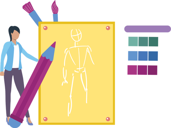 Man making human drawing  Illustration