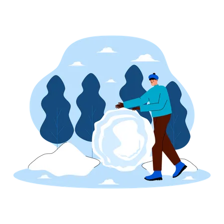 Man making ice ball Illustration