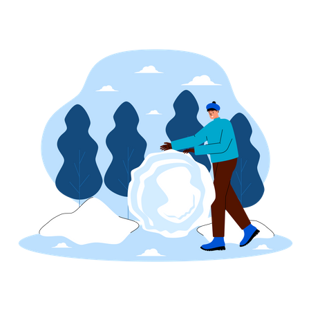 Man making ice ball  Illustration