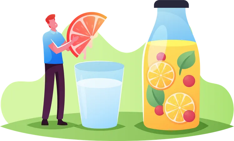 Man Making lemon juice  Illustration