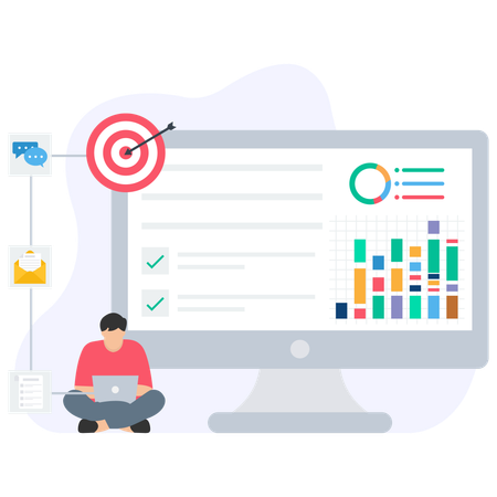 Man making Market Report  Illustration