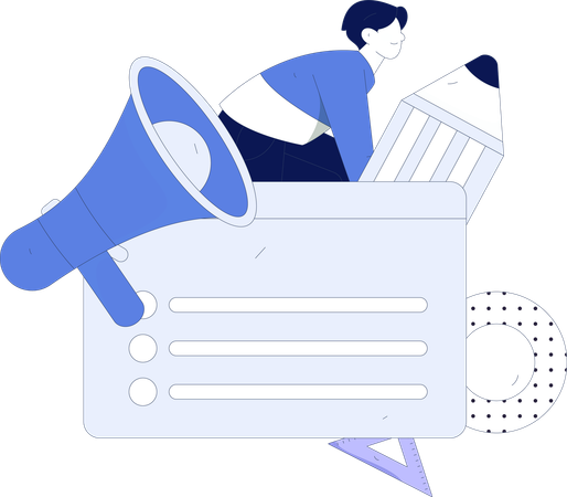 Man making marketing plan list  Illustration