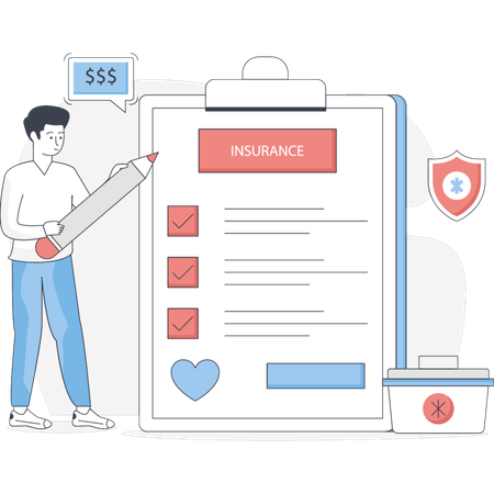 Man Making Medical Insurances  Illustration
