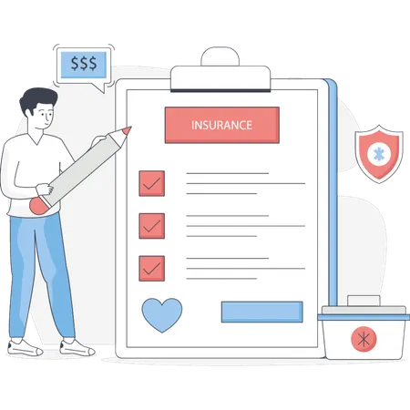 Man Making Medical Insurances  Illustration