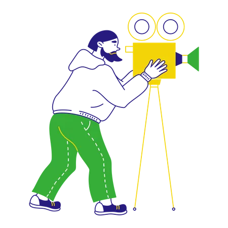 Man making movie on camera  Illustration