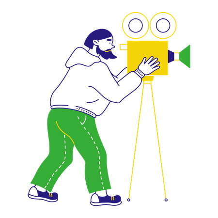 Man making movie on camera  Illustration