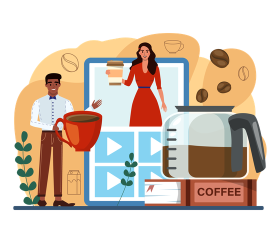 Man making online coffee  Illustration