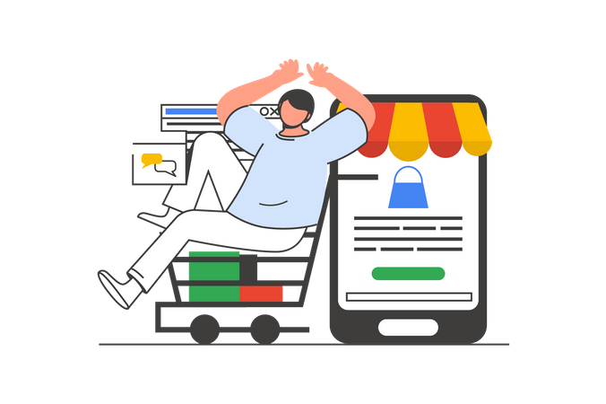 Man making online purchases  Illustration