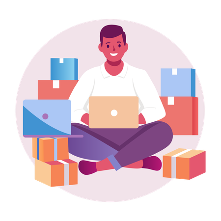 Man making Online Purchases  Illustration