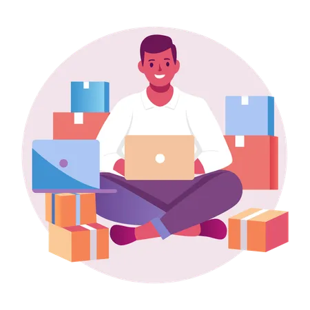 Man making Online Purchases  Illustration