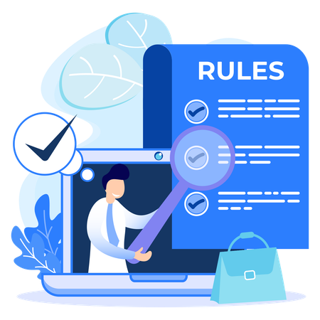 Man Making Online Rules List  Illustration