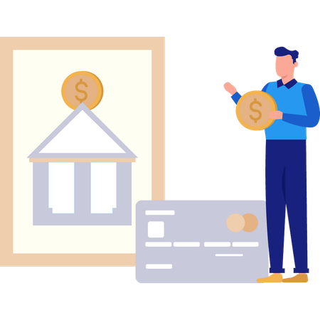 Man making payment on online banking  Illustration