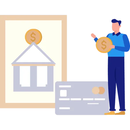 Man making payment on online banking  Illustration