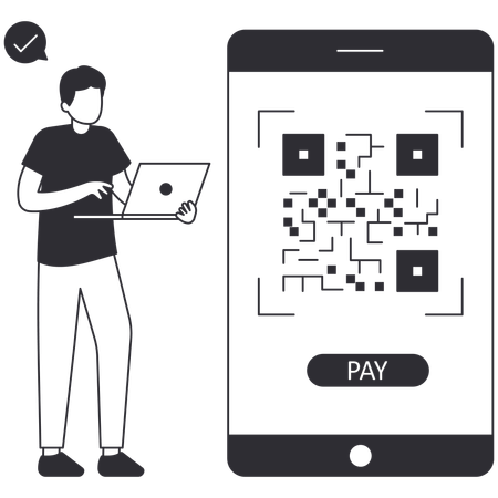 Man making payment using qr code  Illustration