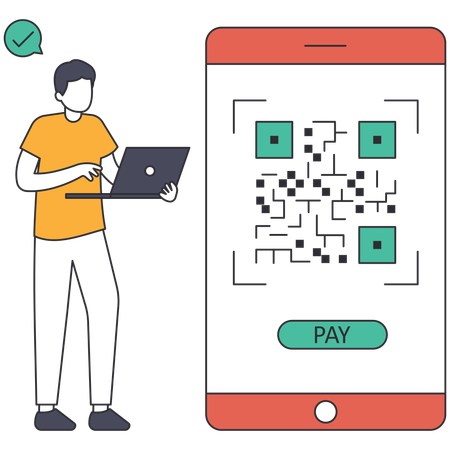 Man making payment using qr code  Illustration