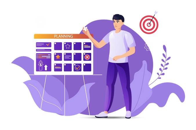 MAn making planning schedule  Illustration