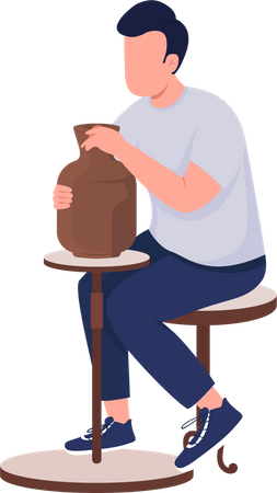Man making pottery Illustration