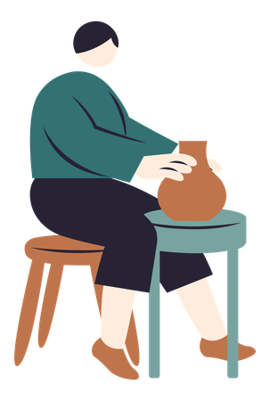 Man making Pottery  Illustration