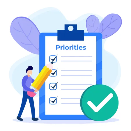 Man making priorities list  Illustration