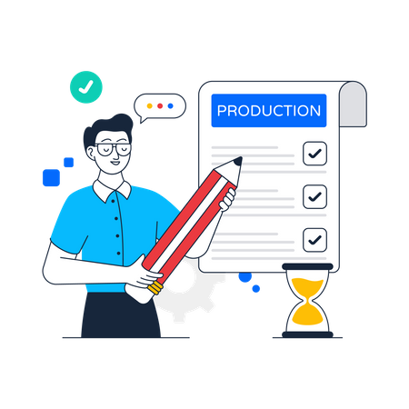 Man making Productive Efficiency list  Illustration