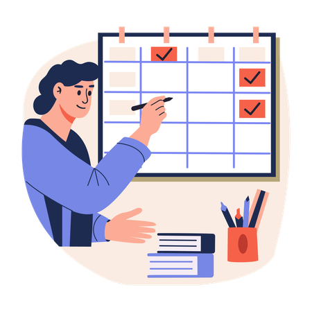 Man making Project scheduling  Illustration