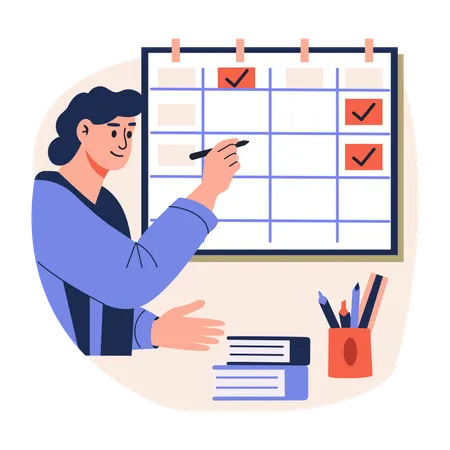 Man making Project scheduling  Illustration