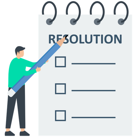 Man making Resolution list  Illustration