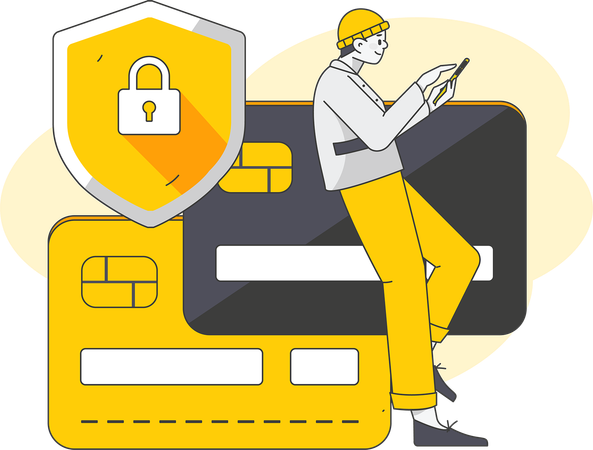 Man making secure credit card payment  Illustration