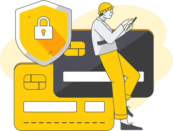 Man making secure credit card payment  Illustration